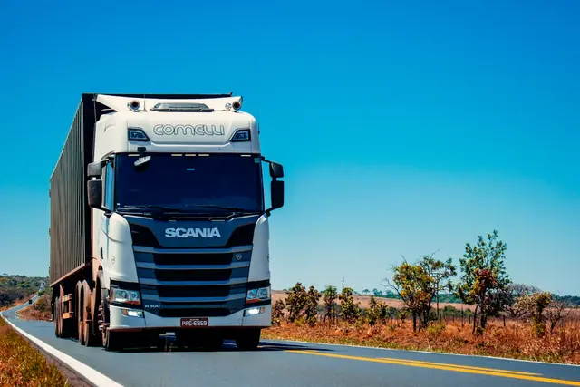 Truck on a road — illustration of road freight