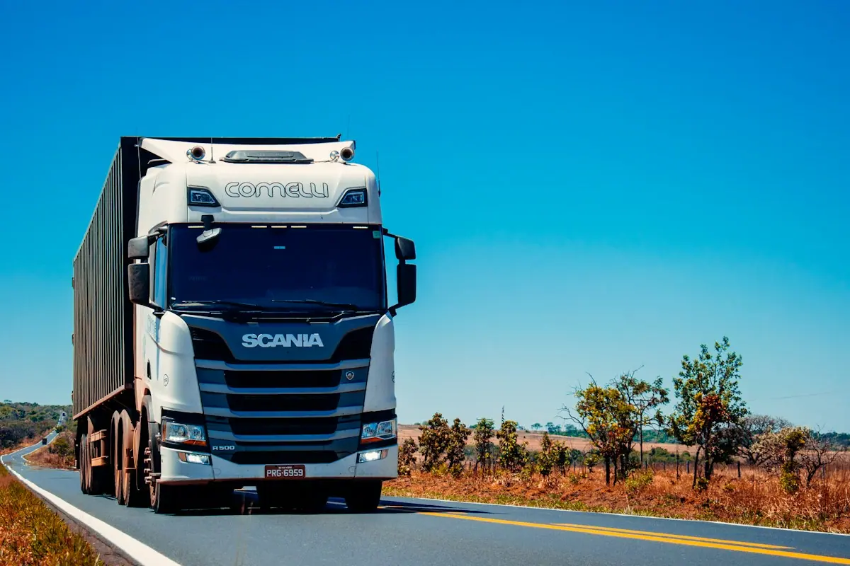 Truck on a road — illustration of road freight